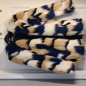 Multi-color Faux Fur Coat
